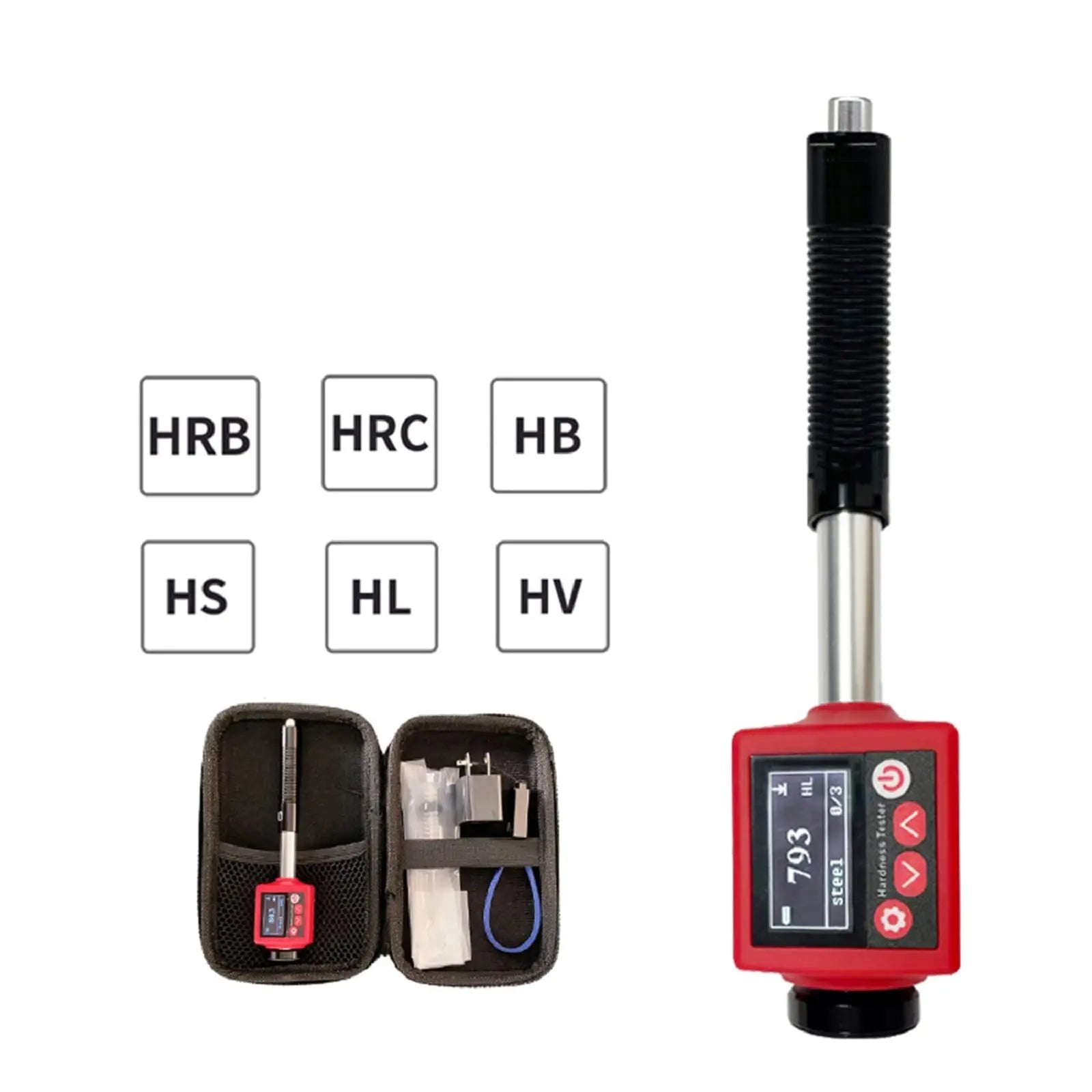 360° Durometer 6-in-1 Metal Hardness Tester For Alloy Steel Stainless CastIron HRC HRB HL HB HV HS Pen-type Portable Leeb 360° Durometer 6-in-1 Metal Hardness Tester For Alloy Steel Stainless CastIron HRC HRB HL HB HV HS Pen-type Portable Leeb